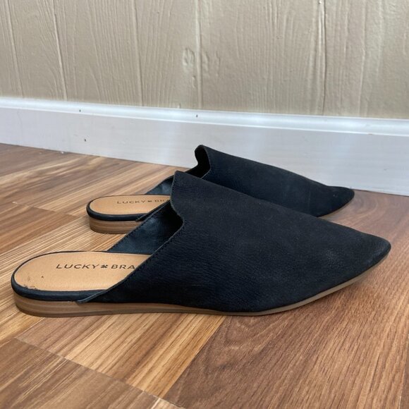 Lucky Brand Suede Leather Blythh Pointed Toe Loafer Flat Mules - Picture 3 of 10